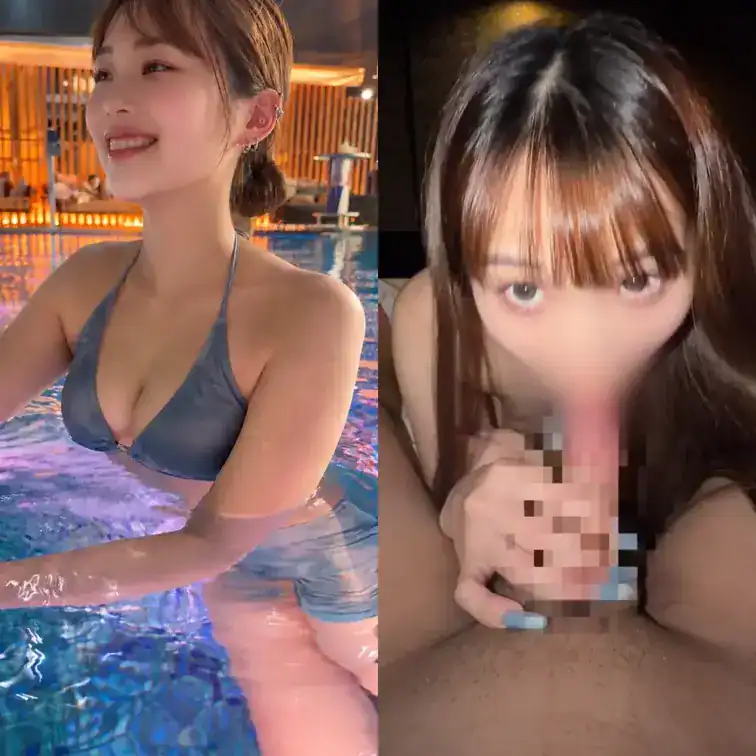 大阪の某有名プールに友達ときていた微女。友達は可愛かったけどガーディアンから狩る新しい戦法ですw