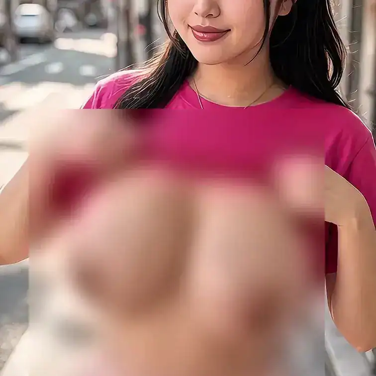 【野外露出】爆乳お友達ミユ、たくさんの女の子に胸を舐められた直後の唾液まみれの胸にズームイン、ショート動画
